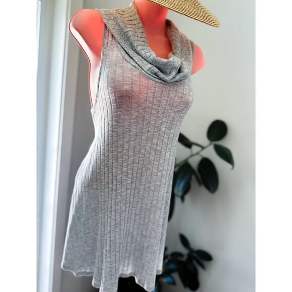 Chasing the clouds slouchy soft drapey cowl ribbed tunic sleeveless sweater Sm - Picture 1 of 5